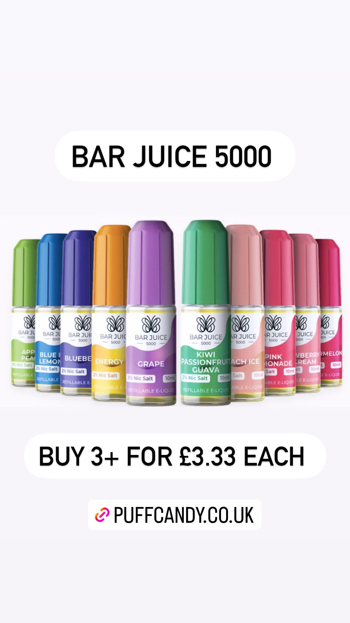 Bar Juice 5000 E-Liquids BUY 3+ FOR £3.33 EACH Nic Salts